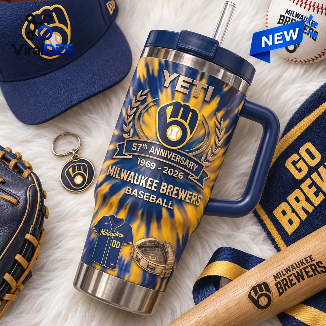 Milwaukee Brewers 57th Anniversary Stanley Tumbler Milwaukee Brewers 57th Anniversary Stanley Tumbler