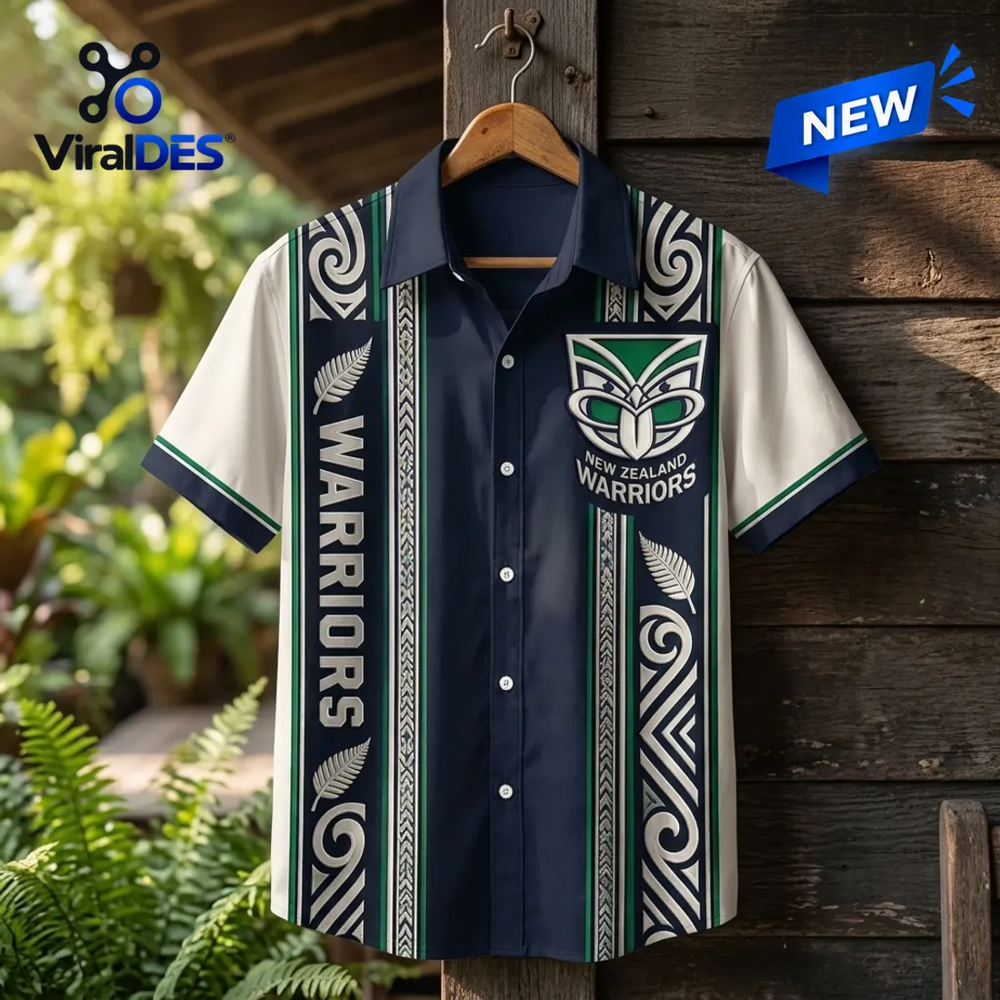 New Zealand Warriors Maori Pattern Hawaiian Shirt New Zealand Warriors Maori Pattern Hawaiian Shirt