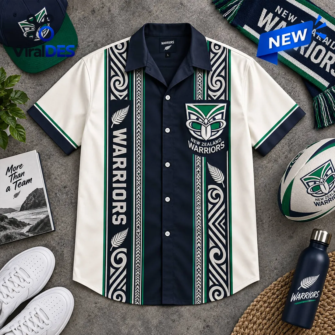 New Zealand Warriors Maori Pattern Hawaiian Shirt New Zealand Warriors Maori Pattern Hawaiian Shirt