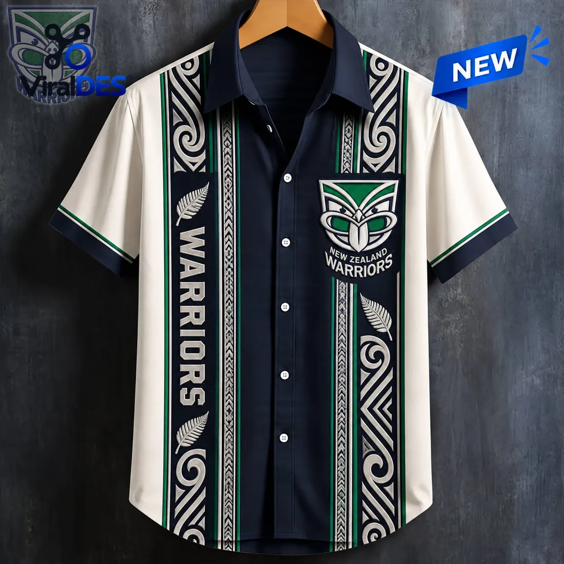 New Zealand Warriors Maori Pattern Hawaiian Shirt New Zealand Warriors Maori Pattern Hawaiian Shirt