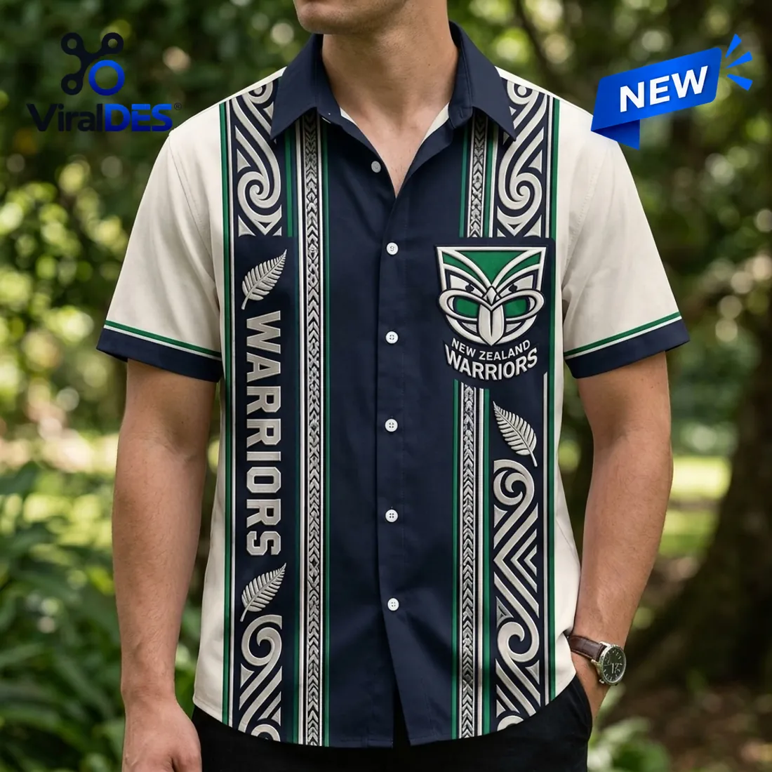 New Zealand Warriors Maori Pattern Hawaiian Shirt New Zealand Warriors Maori Pattern Hawaiian Shirt