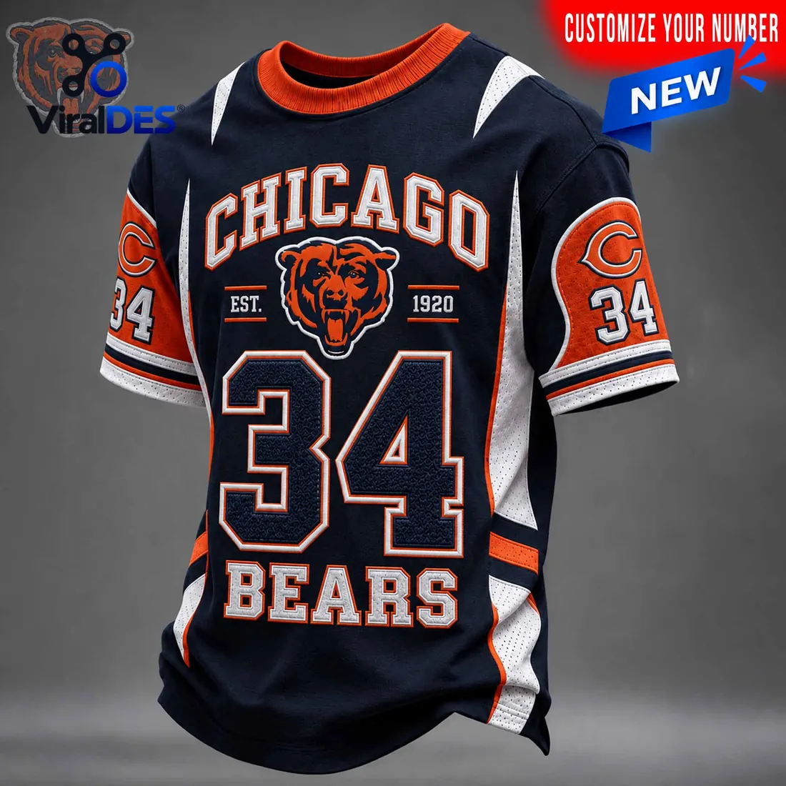 NFL Chicago Bears 34 Custom Name Shirt NFL Chicago Bears 34 Custom Name Shirt