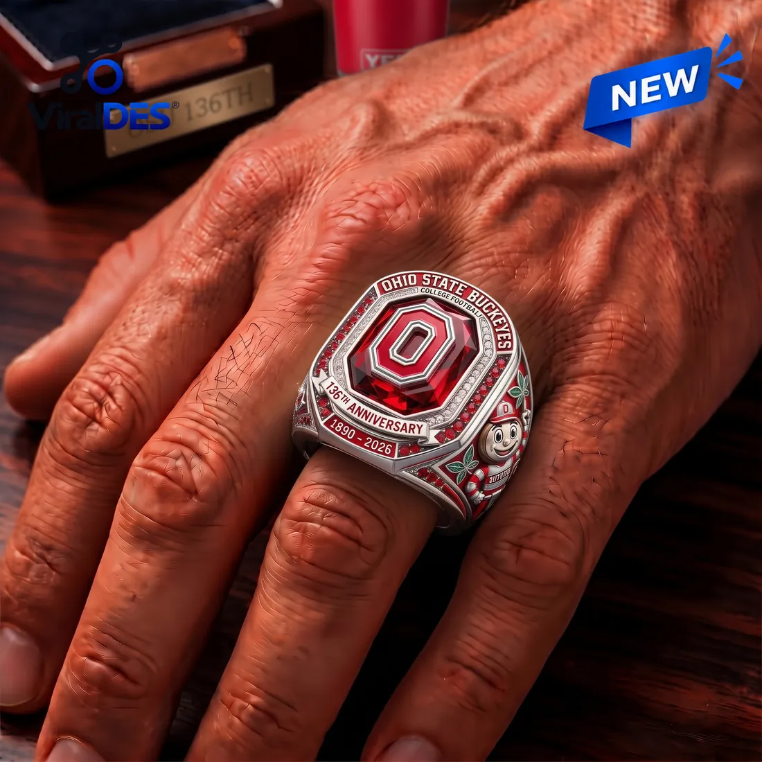 Ohio State Buckeyes 136th Anniversary Red Crystal Ring Ohio State Buckeyes 136th Anniversary Red Crystal Ring