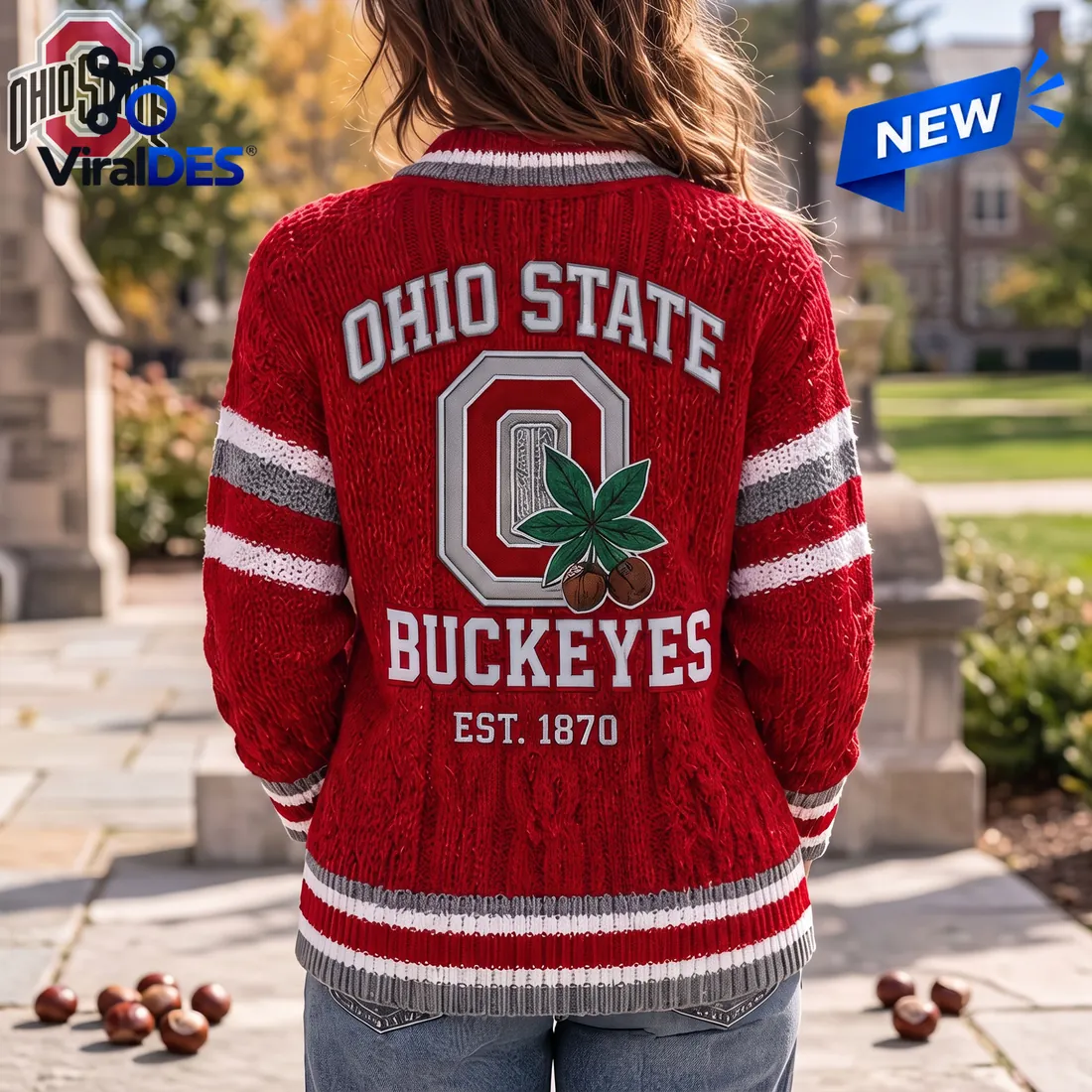 Ohio State Buckeyes Knit Button Ugly Cardigan Ohio State Buckeyes Knit Button Ugly Cardigan