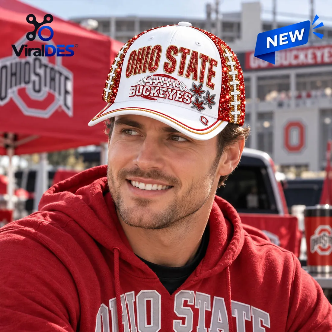 Ohio State Buckeyes Rhinestone White Baseball Cap Ohio State Buckeyes Rhinestone White Baseball Cap