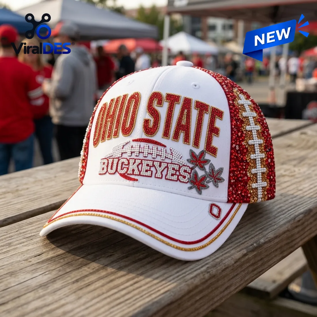 Ohio State Buckeyes Rhinestone White Baseball Cap Ohio State Buckeyes Rhinestone White Baseball Cap