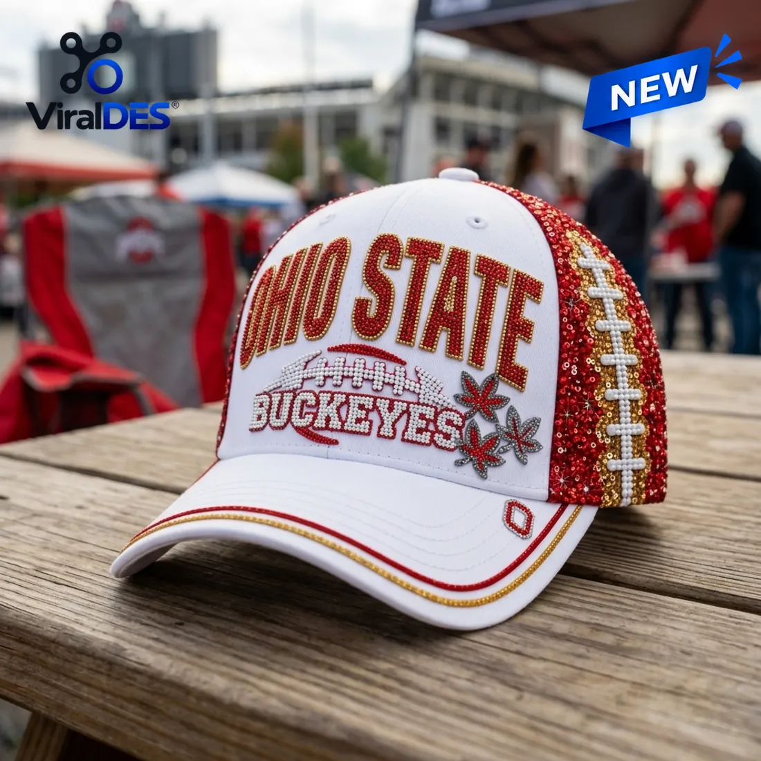 Ohio State Buckeyes Rhinestone White Baseball Cap Ohio State Buckeyes Rhinestone White Baseball Cap