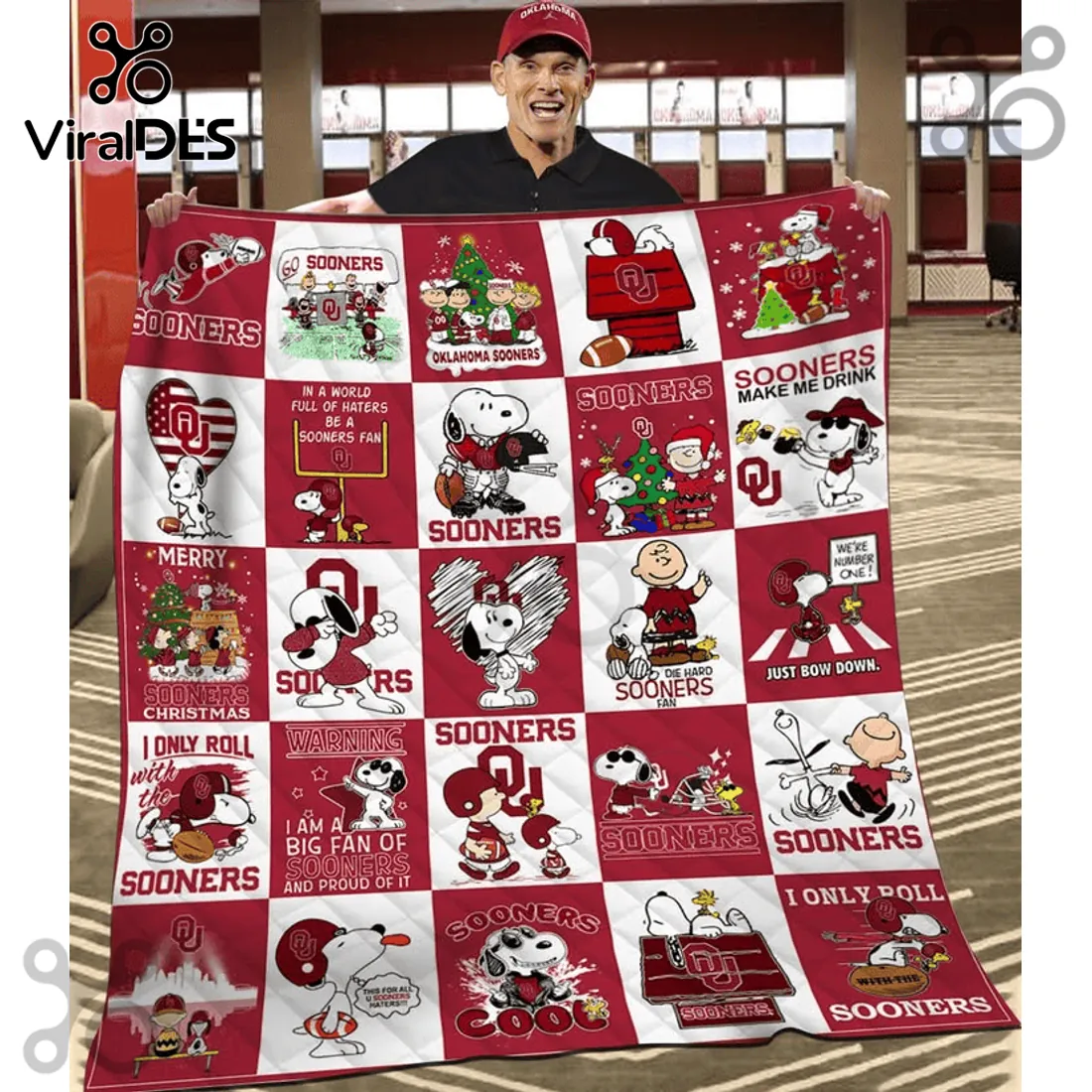 Oklahoma Sooners Snoopy Peanuts Christmas Fleece Blanket Oklahoma Sooners Snoopy Peanuts Christmas Fleece Blanket