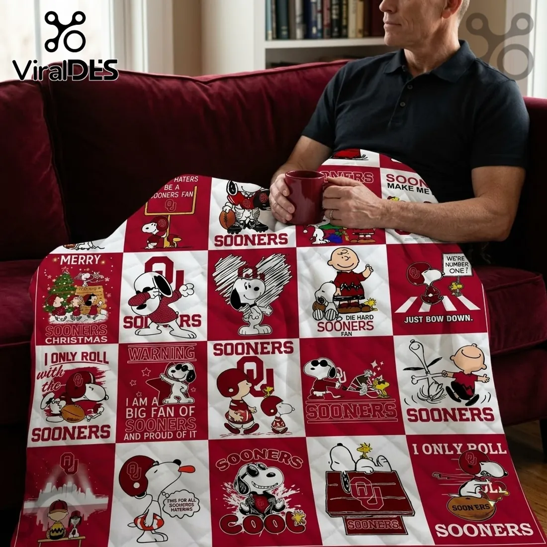 Oklahoma Sooners Snoopy Peanuts Christmas Fleece Blanket Oklahoma Sooners Snoopy Peanuts Christmas Fleece Blanket