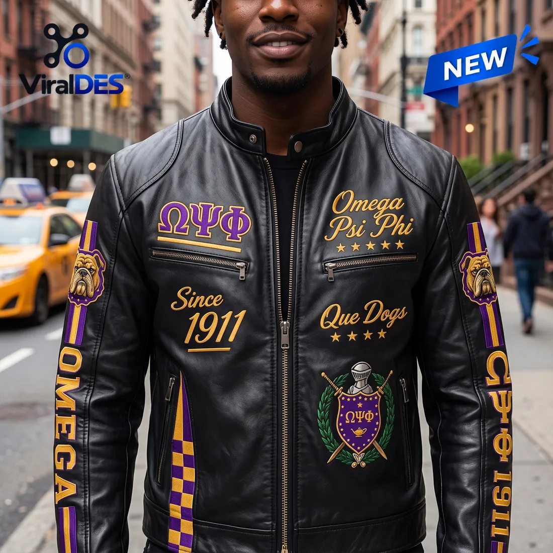 Omega Psi Phi 1911 Mascot Leather Jacket Omega Psi Phi 1911 Mascot Leather Jacket