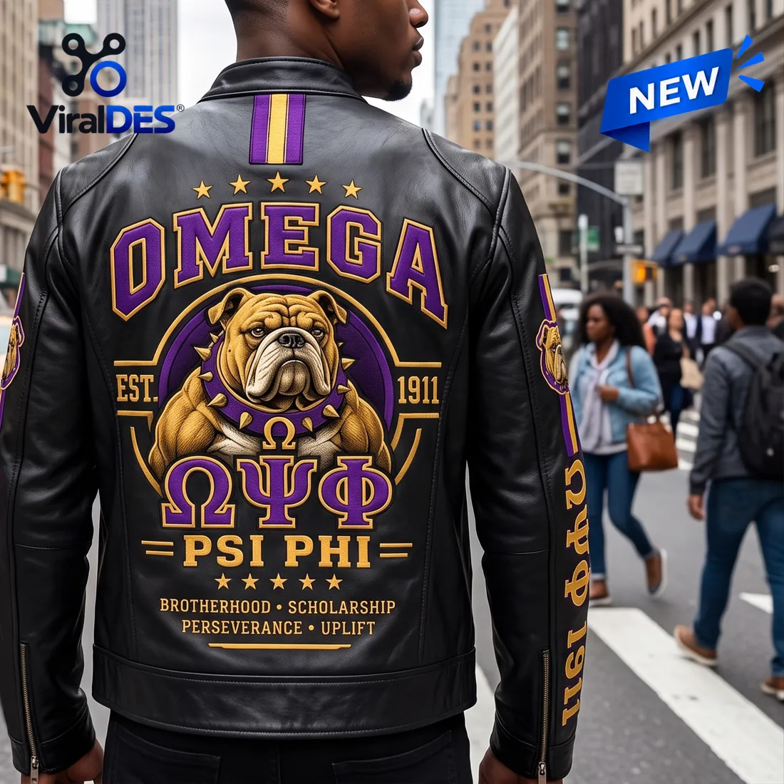 Omega Psi Phi 1911 Mascot Leather Jacket Omega Psi Phi 1911 Mascot Leather Jacket