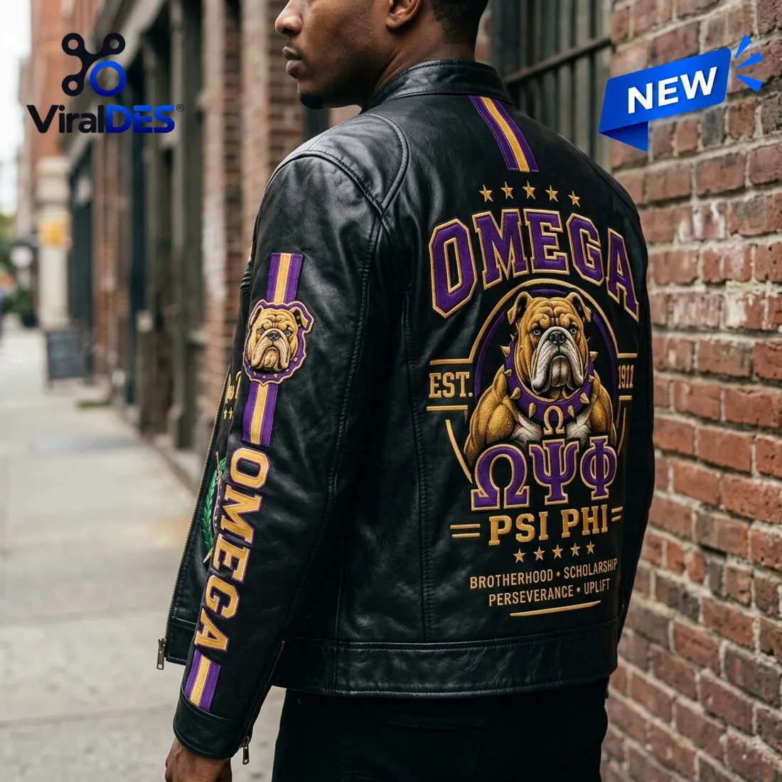 Omega Psi Phi 1911 Mascot Leather Jacket Omega Psi Phi 1911 Mascot Leather Jacket
