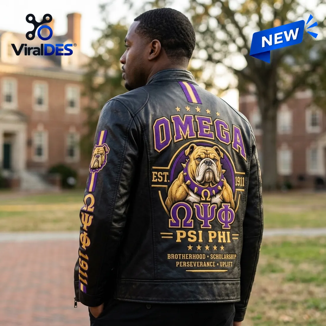 Omega Psi Phi 1911 Mascot Leather Jacket Omega Psi Phi 1911 Mascot Leather Jacket