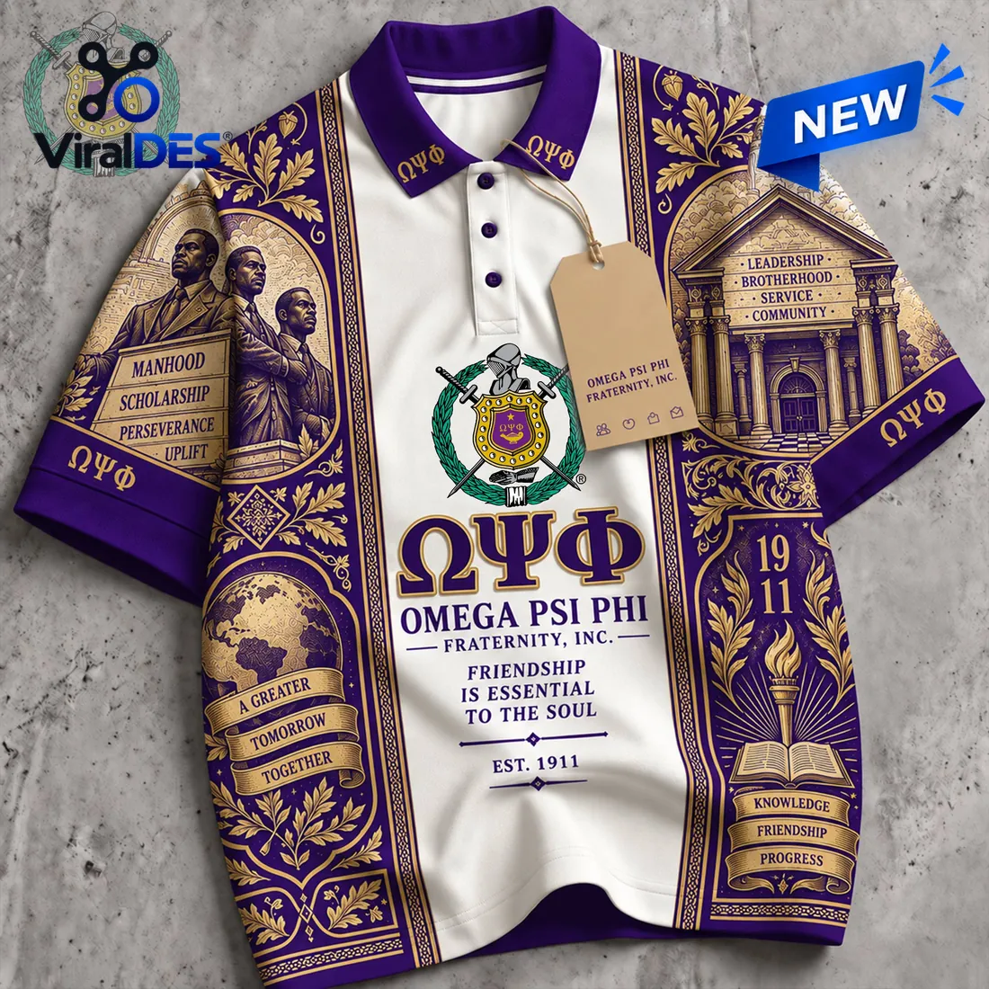 Omega Psi Phi Fraternity Purple and Gold Polo Shirt Omega Psi Phi Fraternity Purple and Gold Polo Shirt