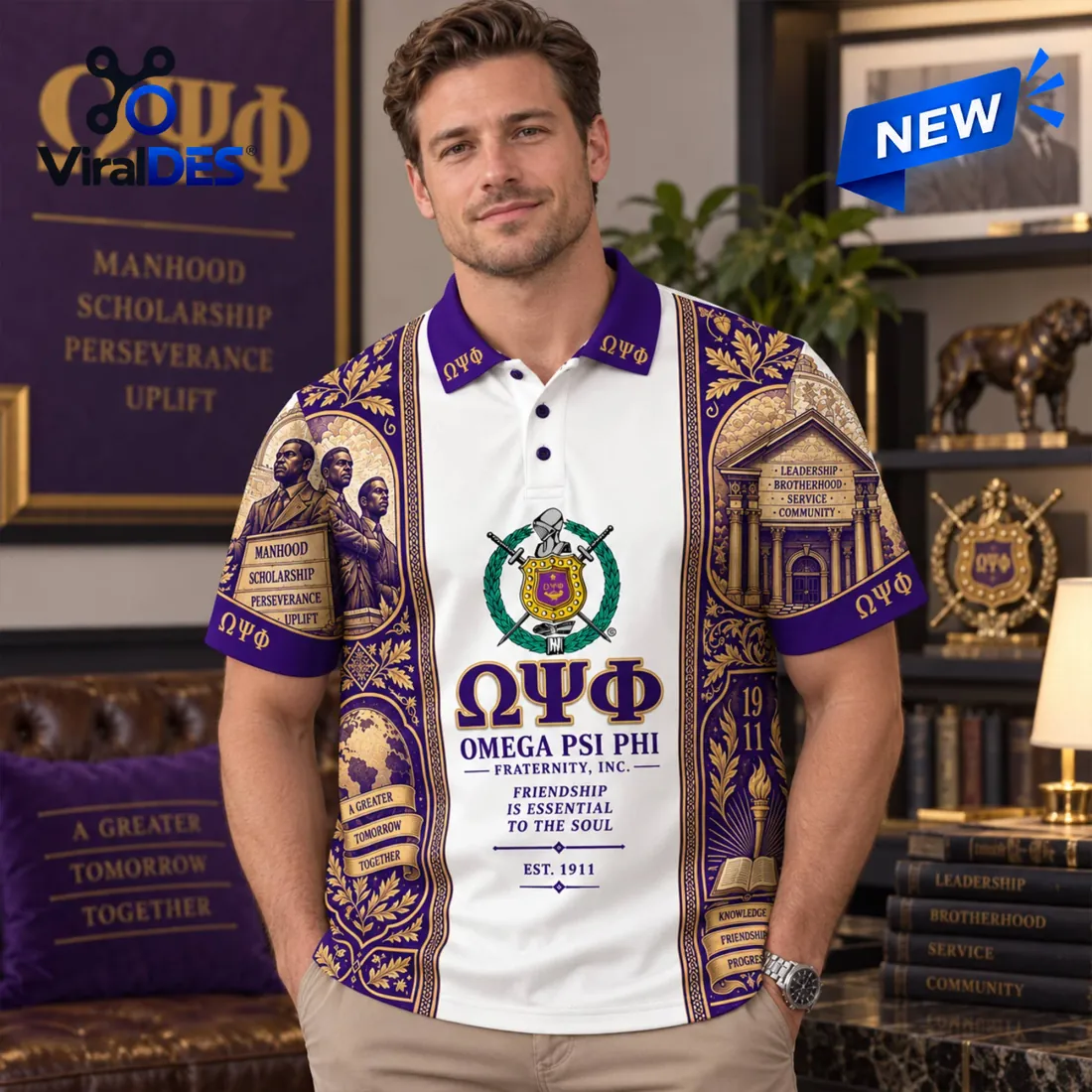 Omega Psi Phi Fraternity Purple and Gold Polo Shirt Omega Psi Phi Fraternity Purple and Gold Polo Shirt