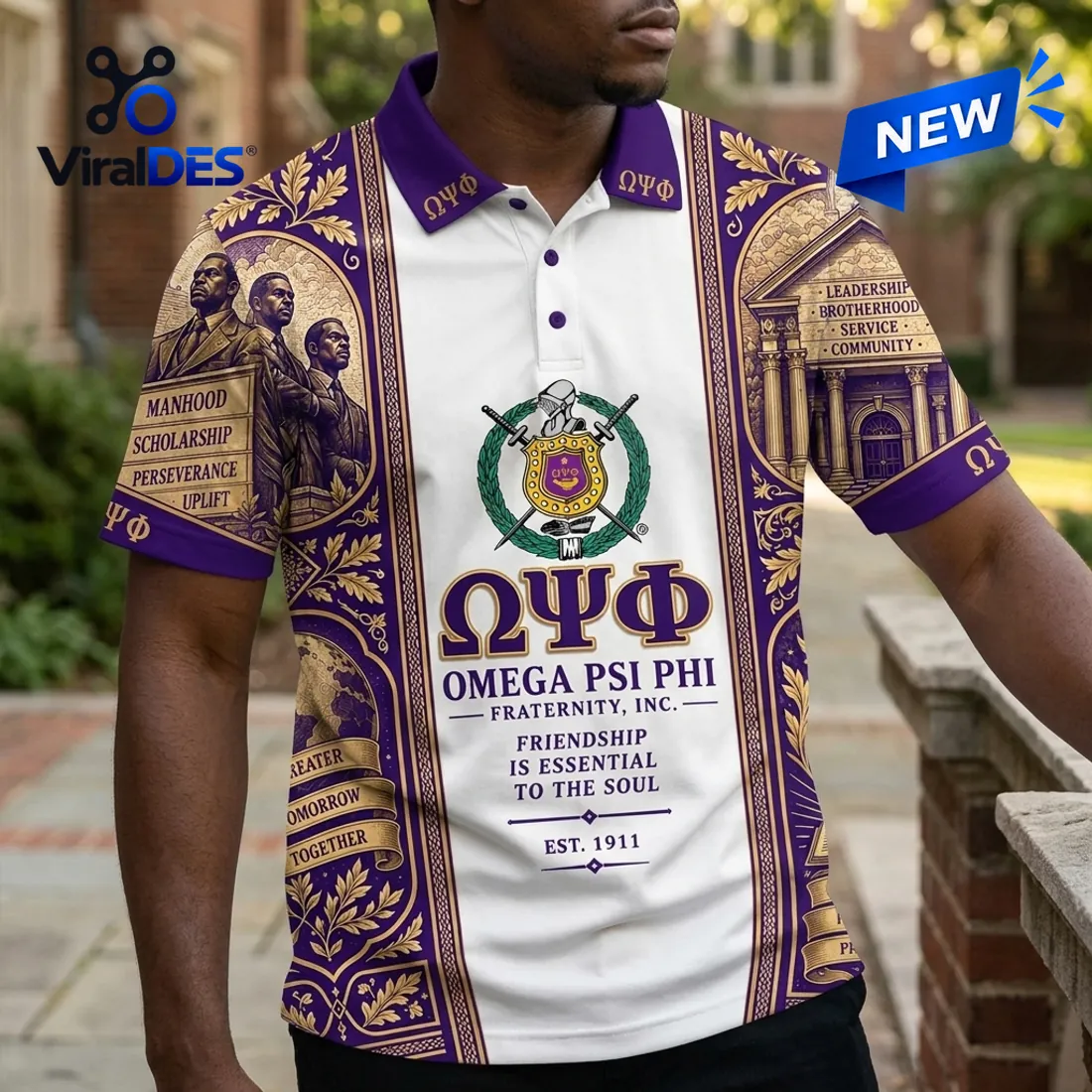 Omega Psi Phi Fraternity Purple and Gold Polo Shirt Omega Psi Phi Fraternity Purple and Gold Polo Shirt
