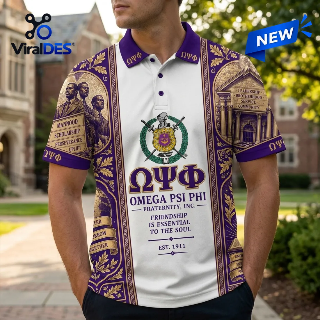 Omega Psi Phi Fraternity Purple and Gold Polo Shirt Omega Psi Phi Fraternity Purple and Gold Polo Shirt