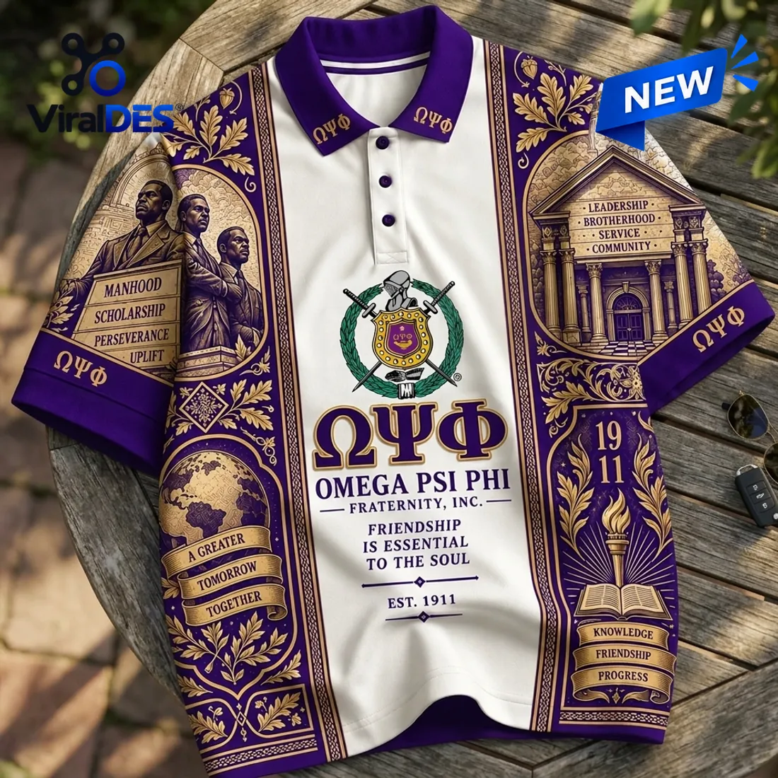Omega Psi Phi Fraternity Purple and Gold Polo Shirt Omega Psi Phi Fraternity Purple and Gold Polo Shirt
