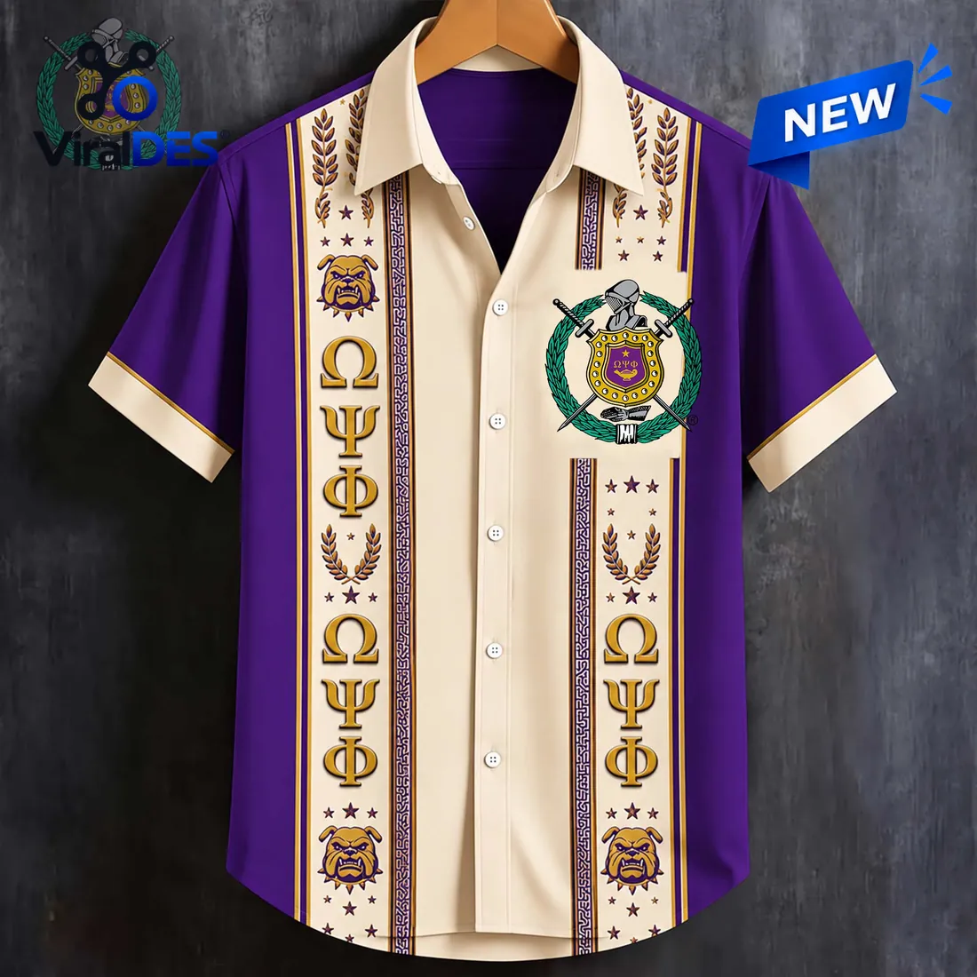 Omega Psi Phi Purple and Gold Hawaiian Shirt Omega Psi Phi Purple and Gold Hawaiian Shirt