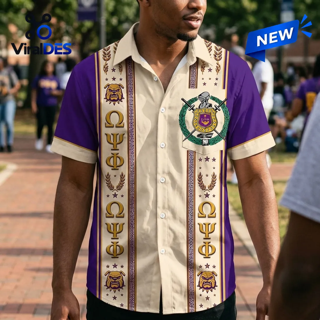 Omega Psi Phi Purple and Gold Hawaiian Shirt Omega Psi Phi Purple and Gold Hawaiian Shirt