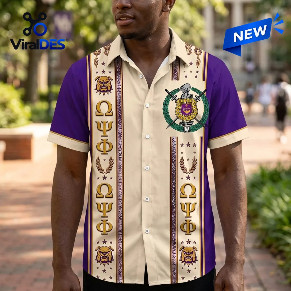 Omega Psi Phi Purple and Gold Hawaiian Shirt Omega Psi Phi Purple and Gold Hawaiian Shirt