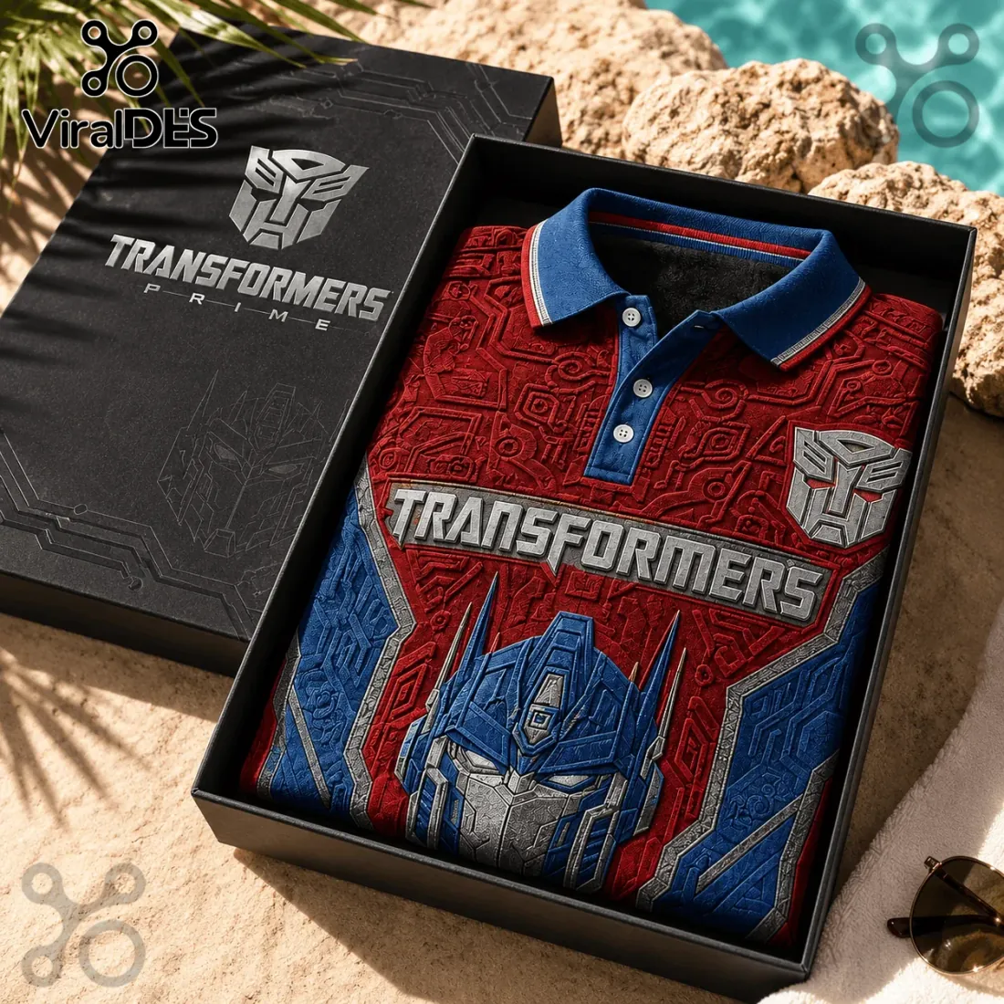 Optimus Prime Cyber Robot Red and Blue Polo Shirt Optimus Prime Cyber Robot Red and Blue Polo Shirt