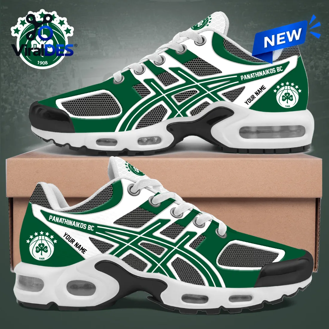 Panathinaikos BC Green Personalized Air Max Plus Sneakers Panathinaikos BC Green Personalized Air Max Plus Sneakers