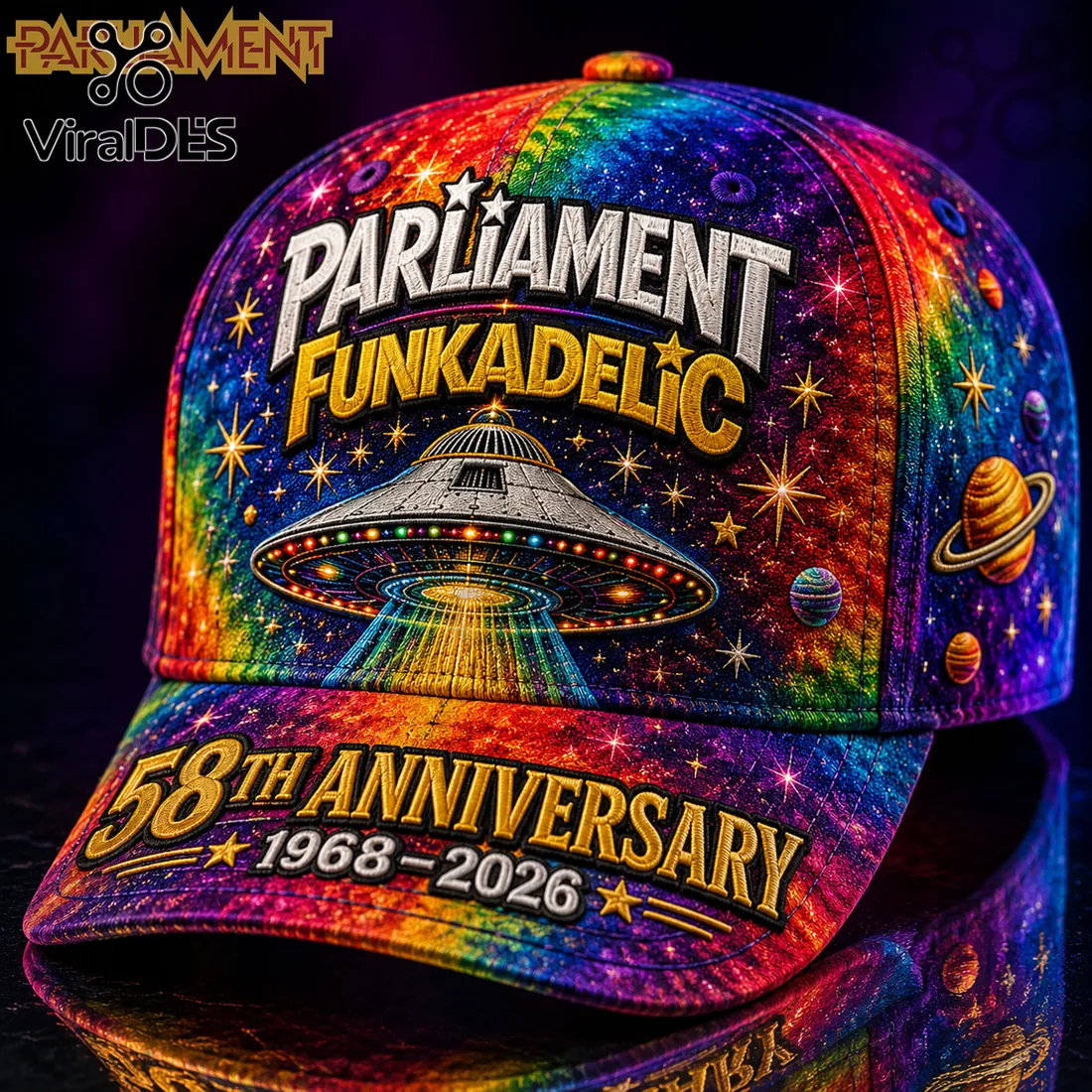 Parliament Funkadelic Space UFO 58th Anniversary Baseball Cap Parliament Funkadelic Space UFO 58th Anniversary Baseball Cap