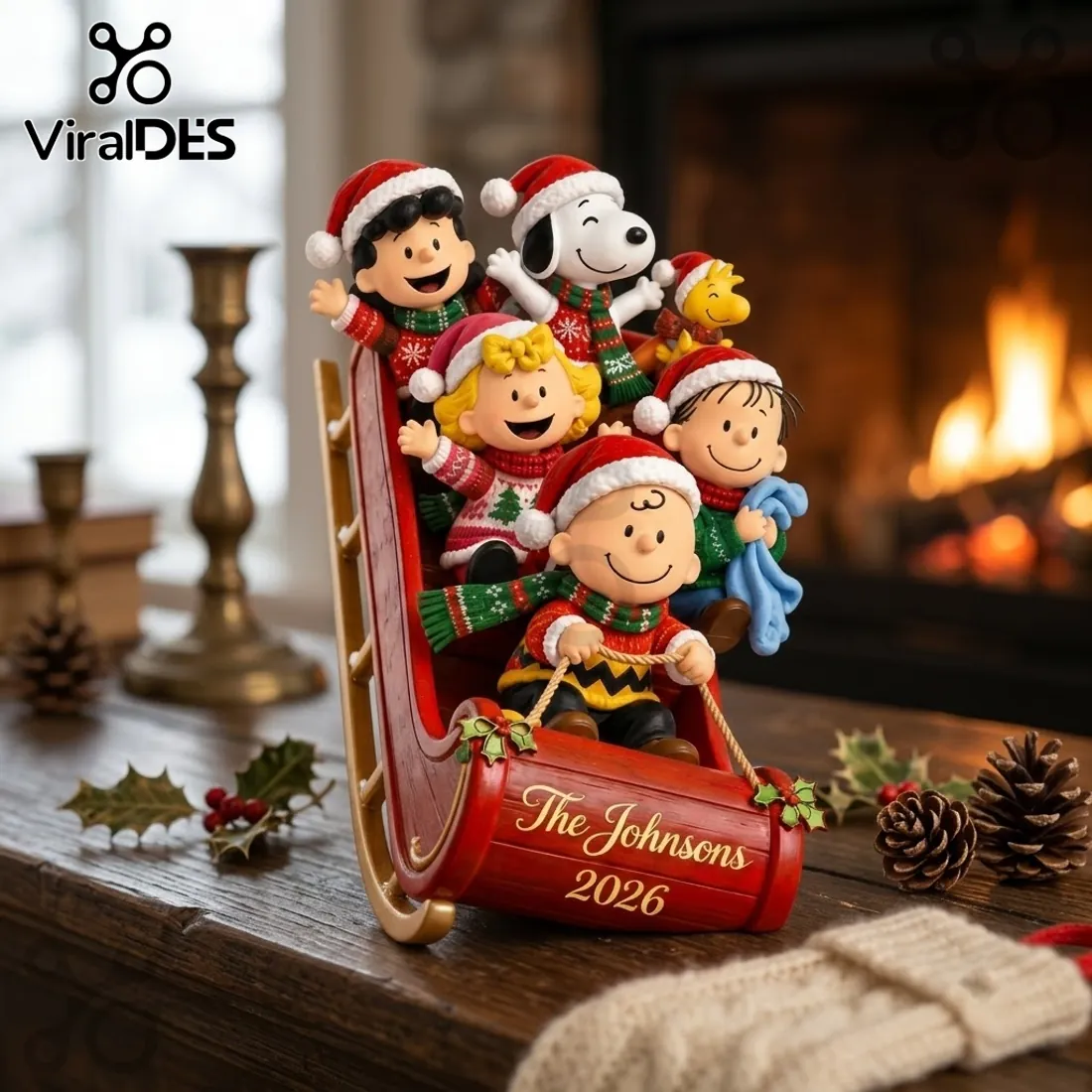 Peanuts Gang Sleigh 2026 Custom Holiday Tree Ornament Peanuts Gang Sleigh 2026 Custom Holiday Tree Ornament