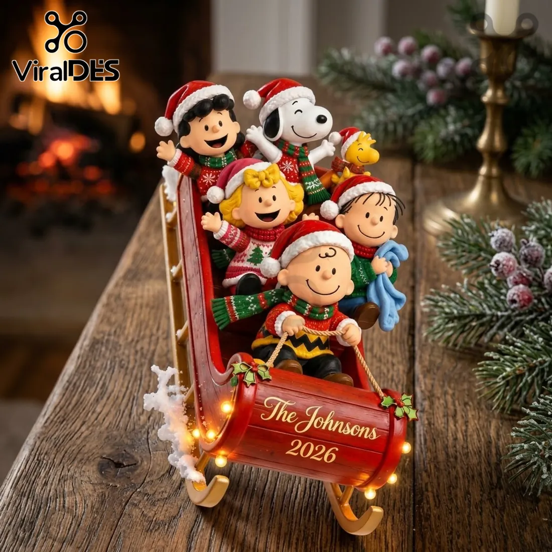Peanuts Gang Sleigh 2026 Custom Holiday Tree Ornament Peanuts Gang Sleigh 2026 Custom Holiday Tree Ornament