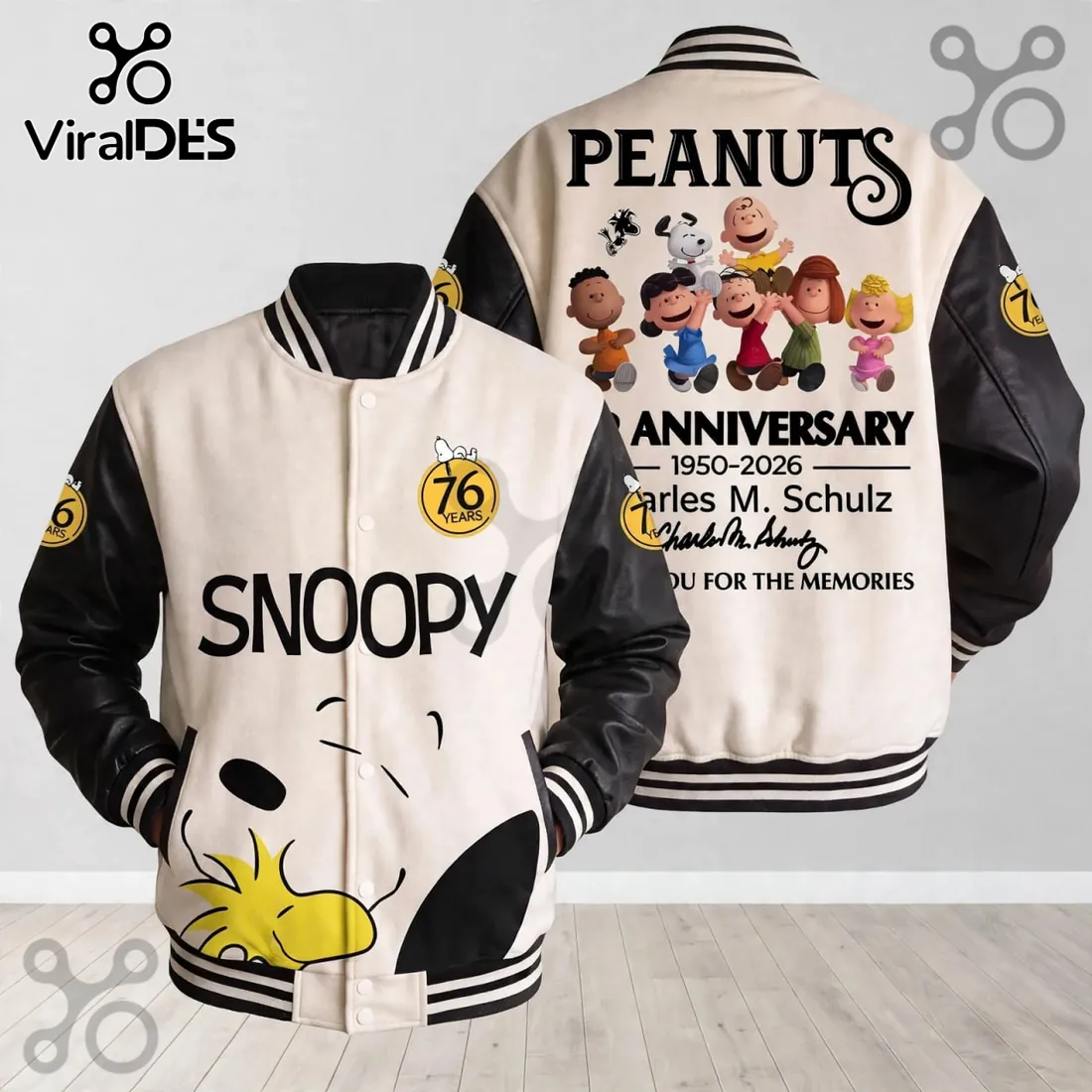 Peanuts Snoopy 76th Anniversary Baseball Jacket Peanuts Snoopy 76th Anniversary Baseball Jacket