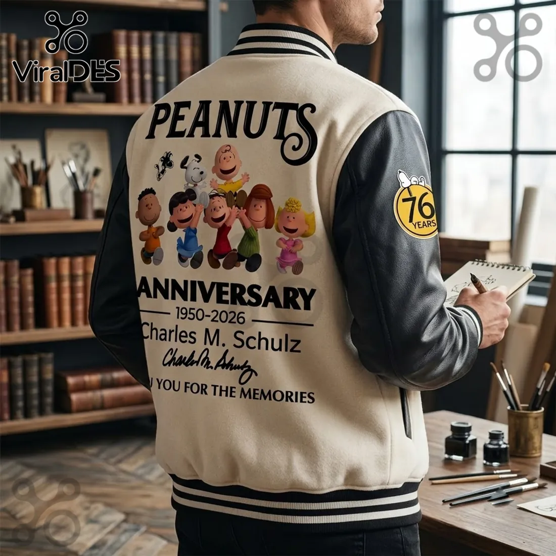 Peanuts Snoopy 76th Anniversary Baseball Jacket Peanuts Snoopy 76th Anniversary Baseball Jacket
