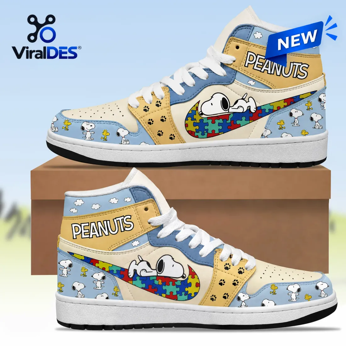 Peanuts Snoopy Autism Awareness Air Jordan 1 High Top Peanuts Snoopy Autism Awareness Air Jordan 1 High Top