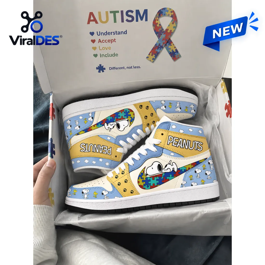 Peanuts Snoopy Autism Awareness Air Jordan 1 High Top Peanuts Snoopy Autism Awareness Air Jordan 1 High Top