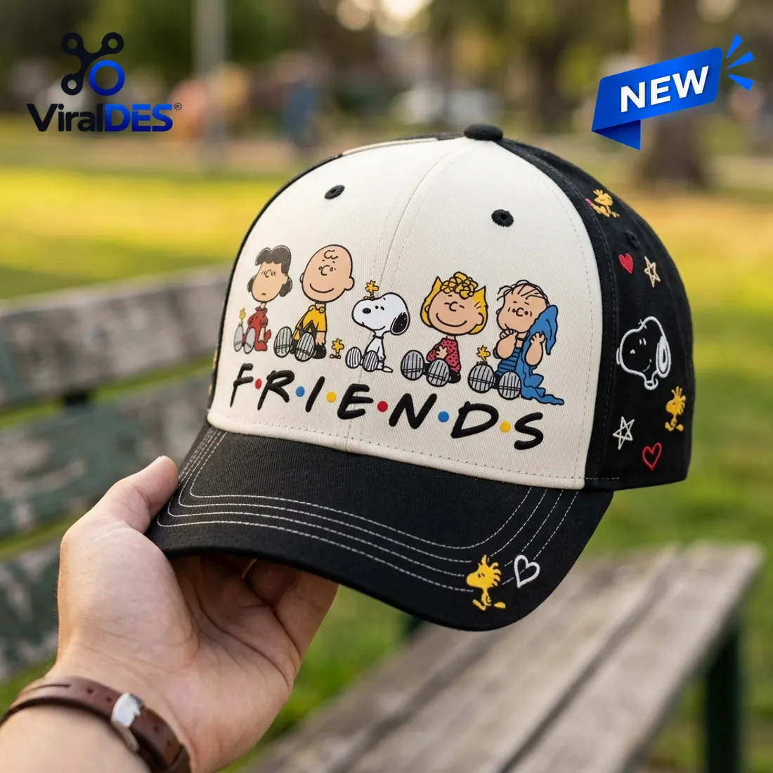 Peanuts Snoopy Friends Black Baseball Cap Peanuts Snoopy Friends Black Baseball Cap