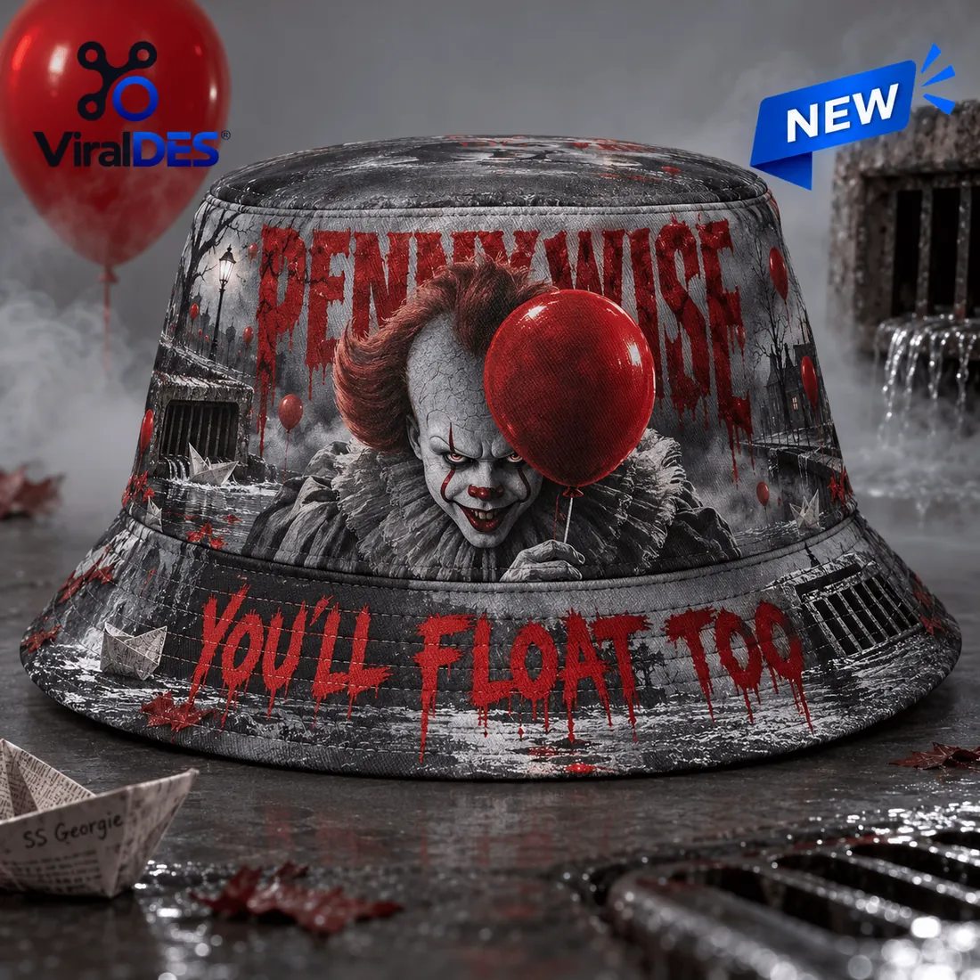 Pennywise You’ll Float Too Horror Bucket Hat Pennywise You’ll Float Too Horror Bucket Hat