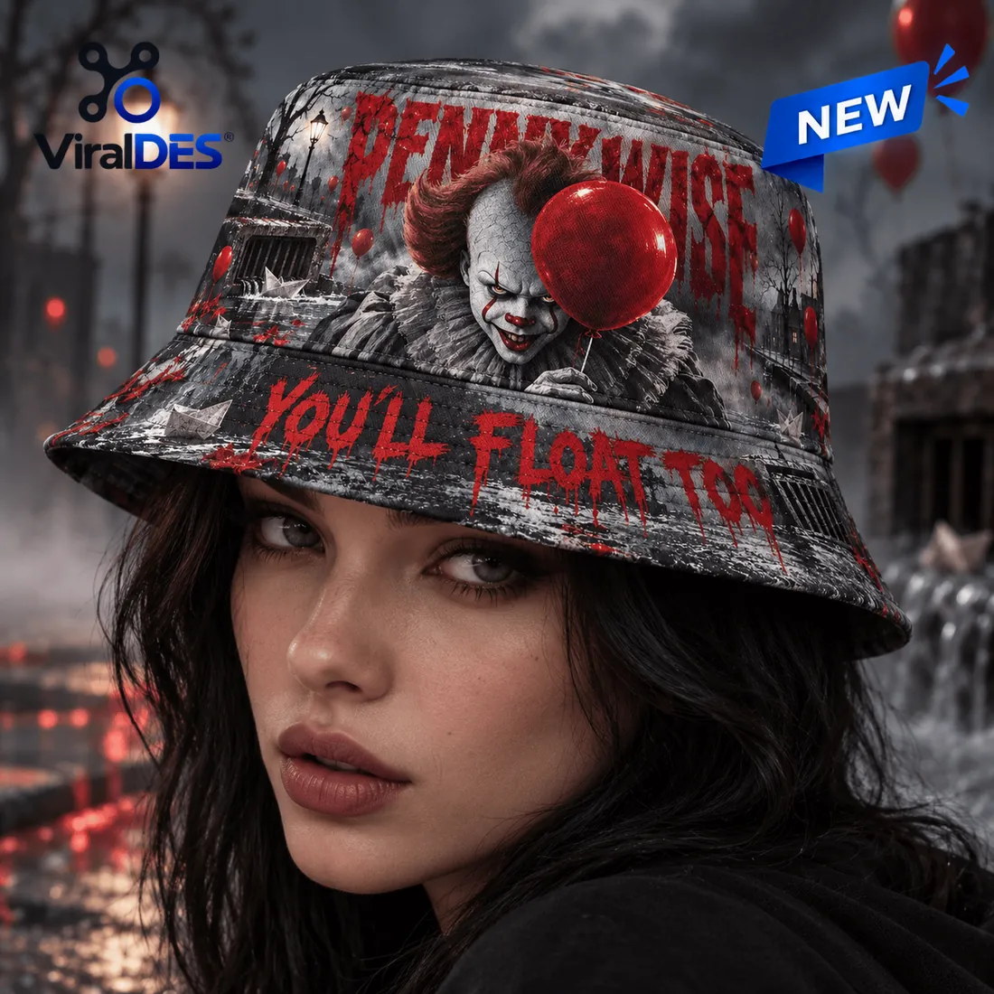 Pennywise You’ll Float Too Horror Bucket Hat Pennywise You’ll Float Too Horror Bucket Hat