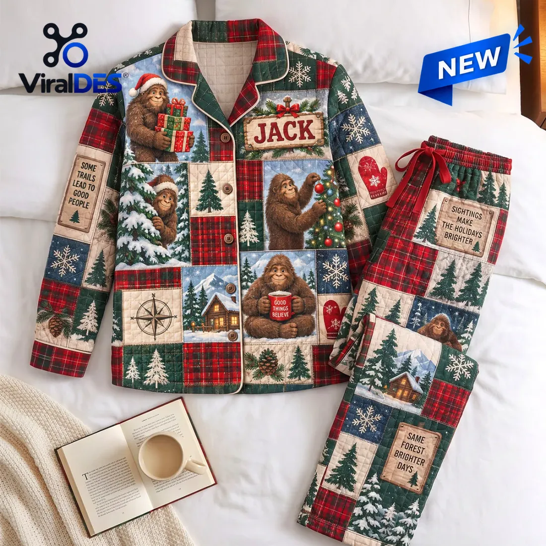 Personalized Bigfoot Christmas Quilted Pajama Set Personalized Bigfoot Christmas Quilted Pajama Set