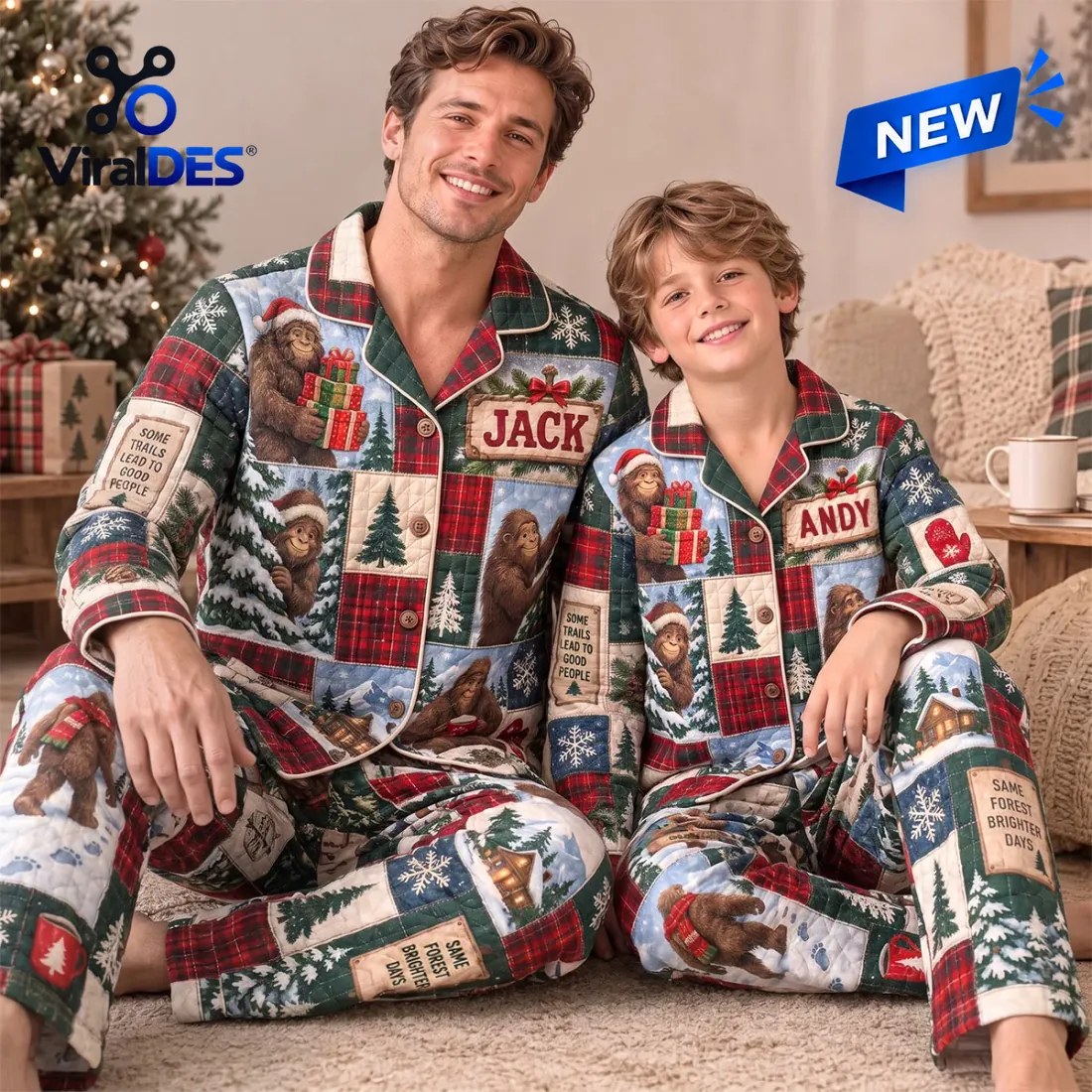 Personalized Bigfoot Christmas Quilted Pajama Set Personalized Bigfoot Christmas Quilted Pajama Set