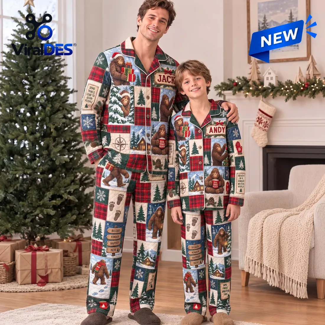 Personalized Bigfoot Christmas Quilted Pajama Set Personalized Bigfoot Christmas Quilted Pajama Set