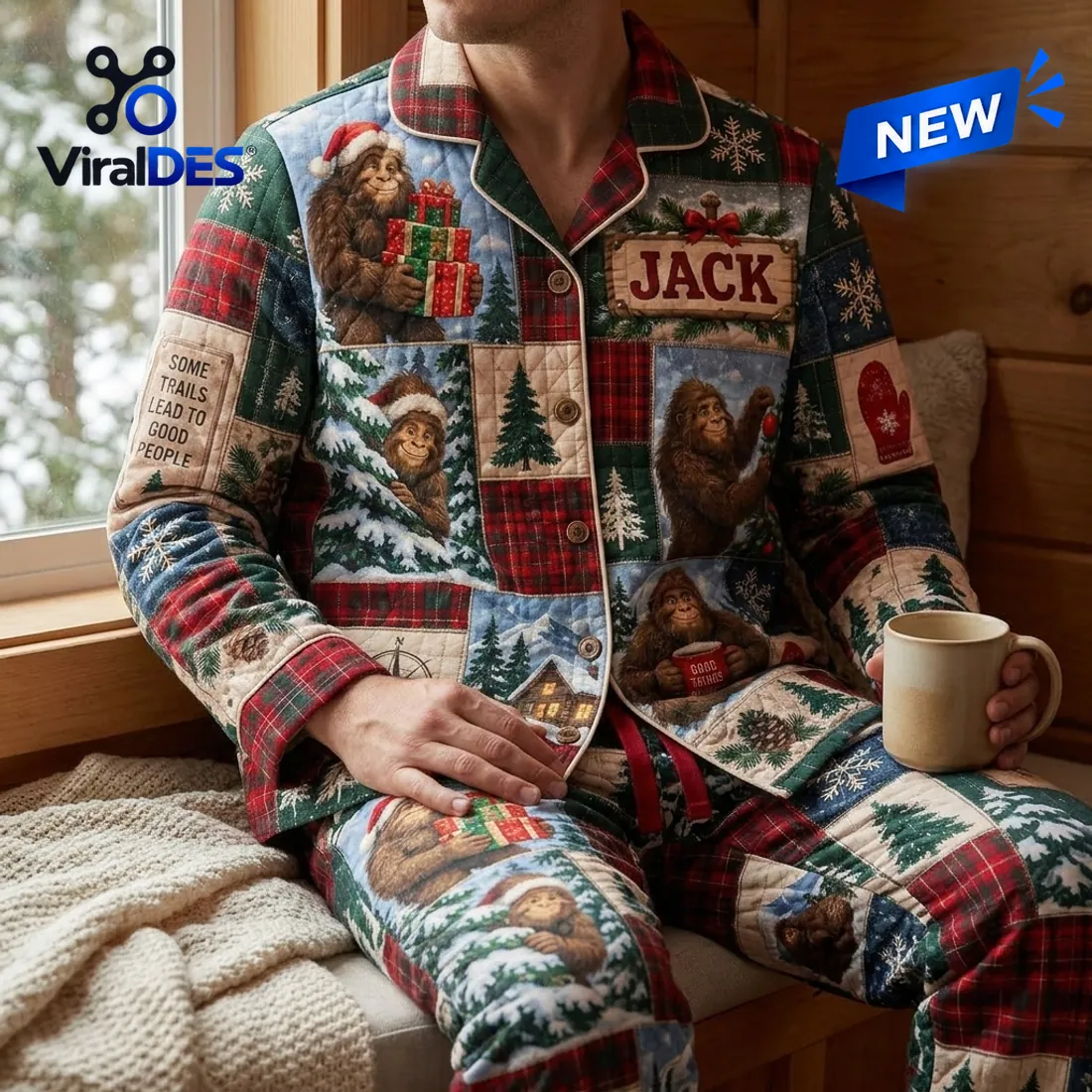 Personalized Bigfoot Christmas Quilted Pajama Set Personalized Bigfoot Christmas Quilted Pajama Set