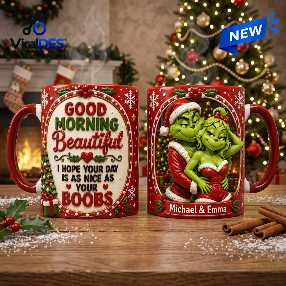 Personalized Grinch Couple Christmas Coffee Mug Personalized Grinch Couple Christmas Coffee Mug