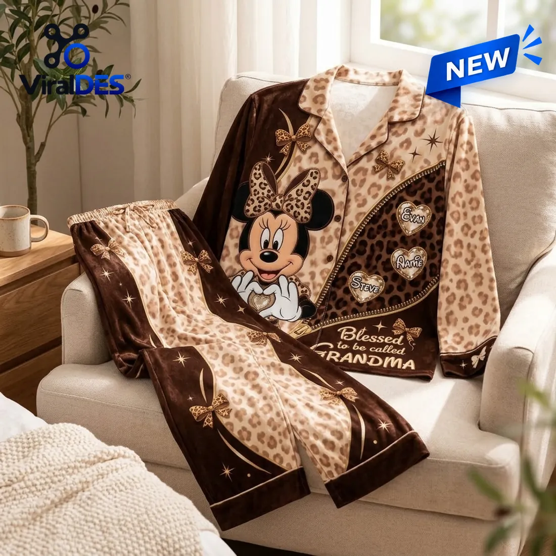 Personalized Minnie Mouse Leopard Pajama Set Personalized Minnie Mouse Leopard Pajama Set