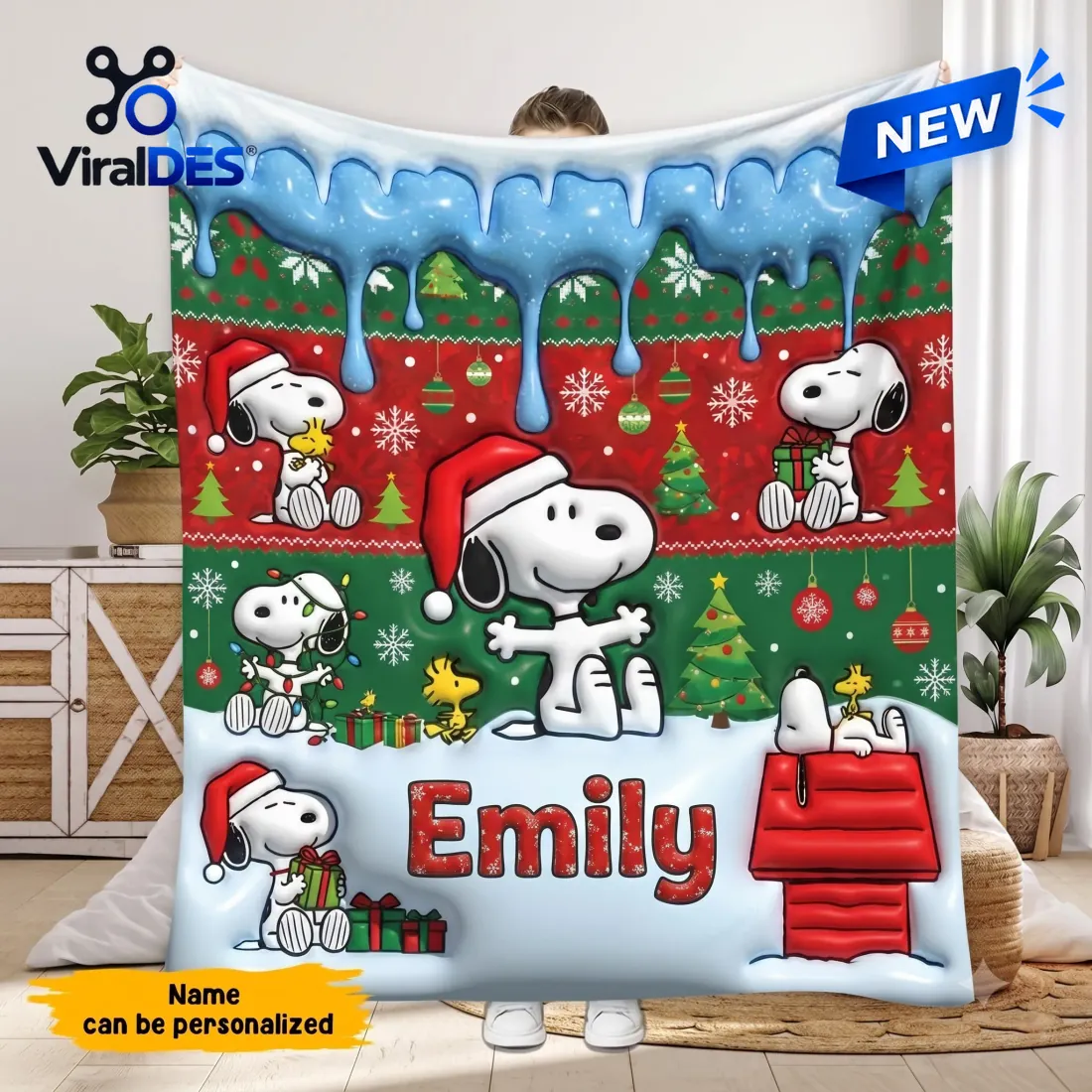 Personalized Snoopy Christmas Fleece Blanket Personalized Snoopy Christmas Fleece Blanket