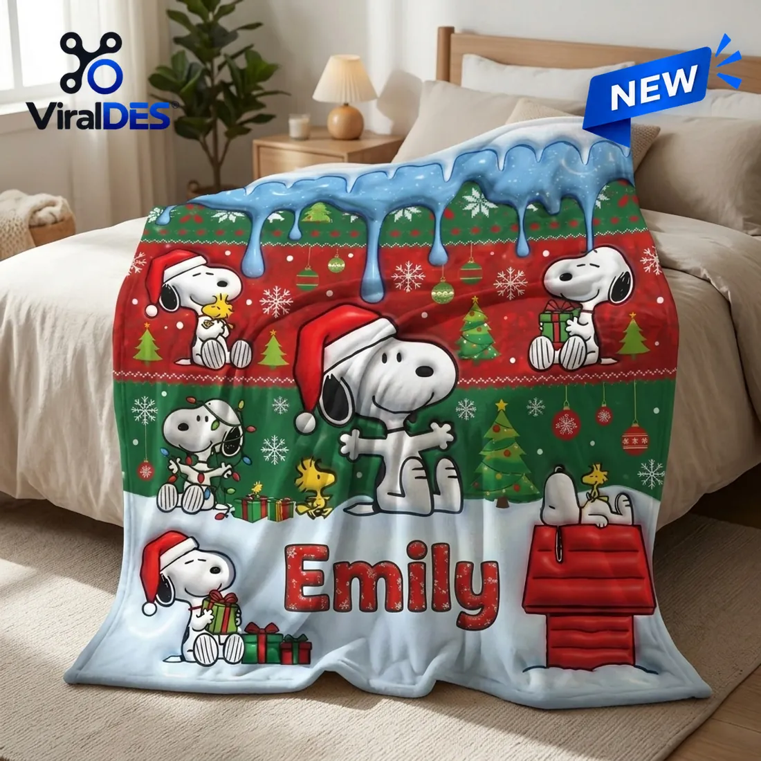 Personalized Snoopy Christmas Fleece Blanket Personalized Snoopy Christmas Fleece Blanket
