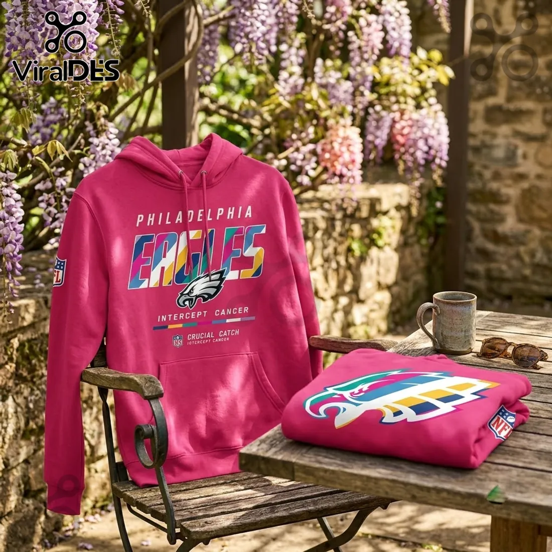 Philadelphia Eagles NFL Crucial Catch Pink Hoodie Philadelphia Eagles NFL Crucial Catch Pink Hoodie