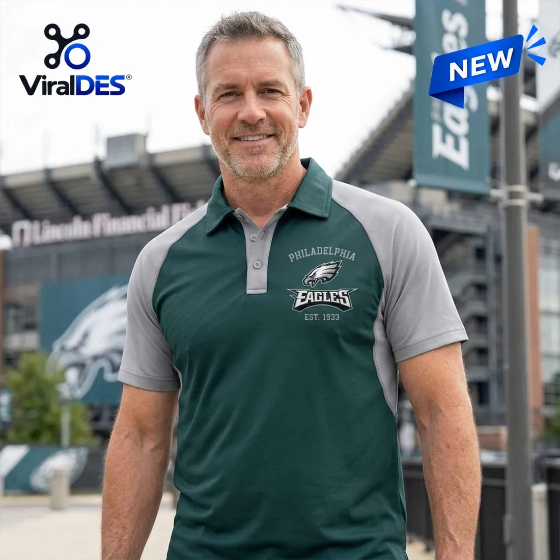 Philadelphia Eagles Two Tone Performance Polo Shirt Philadelphia Eagles Two Tone Performance Polo Shirt