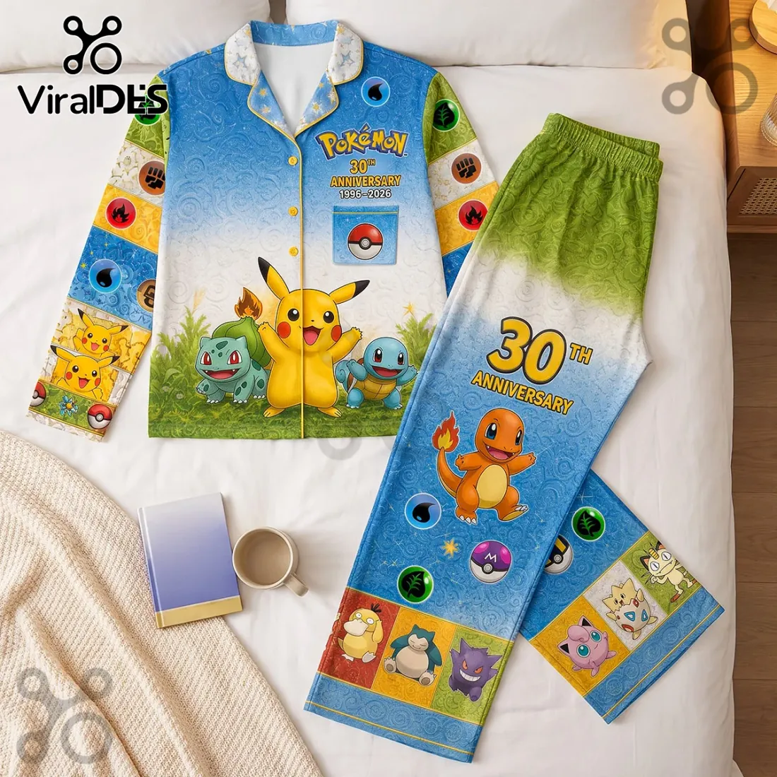 Pokemon 30th Anniversary Pikachu Pajama Sleepwear Set Pokemon 30th Anniversary Pikachu Pajama Sleepwear Set