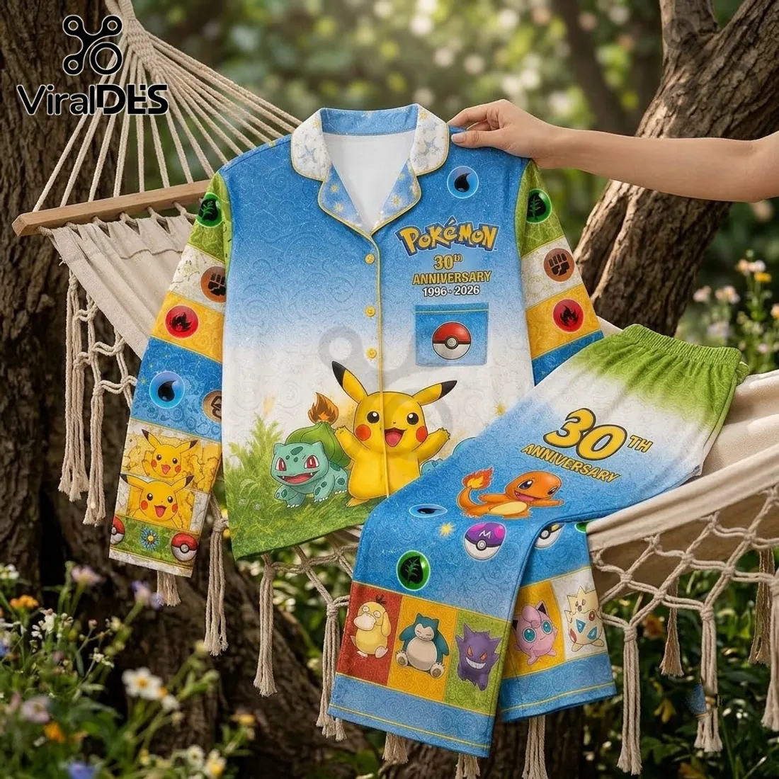 Pokemon 30th Anniversary Pikachu Pajama Sleepwear Set Pokemon 30th Anniversary Pikachu Pajama Sleepwear Set
