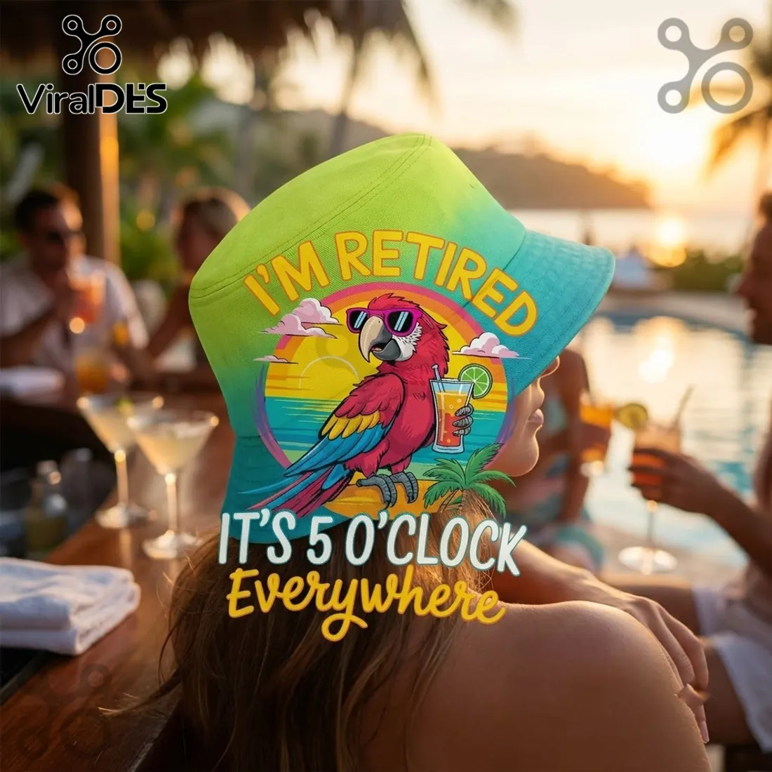 Retired Parrot I Am Retired Ombre Bucket Hat Retired Parrot I Am Retired Ombre Bucket Hat